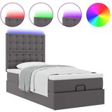 vidaXL Otomanski posteljni okvir z vzmetnico siv 90x200 cm um. usnje | Shoptok.si