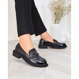 Resti Lacquered black moccasins with quilted nose Kusanna | Shoptok.si
