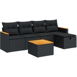 vidaXL 6-dijelni set vrtnih sofa s jastucima crni od poliratana | shoptok.hr