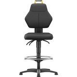 eurokraft pro Vrtljiv delovni stol, črn, visok stol s talnimi drsniki in nožnim obročem, tekstilna prevleka | Shoptok.si