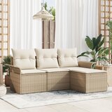 vidaXL 4-delni vrtni kavč set z blazinami Bež Poli ratan | Shoptok.si