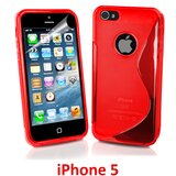 Gumijasti / gel etui S-Line za Apple iPhone SE / iPhone 5S / iPhone 5 - rdeči Cene