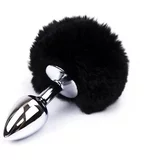 Afterdark Butt Plug with Pompon Silver/Black Size S