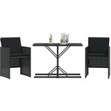  3-dijelni bistro set s jastucima crni od poliratana | shoptok.hr