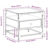  Stolić sa staklenom površinom boja hrasta 50 x 50 x 45 cm čelik | shoptok.hr