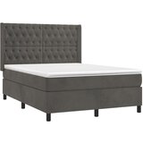  Box spring postelja z vzmetnico temno siva 140x200 cm žamet, (20789714) | Shoptok.si