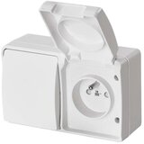 Kućni naizmenični prekidač br. 6 sa utičnicom 250V/16A IP44, bela | Eponuda.com