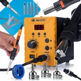 Rosfix SET SPAJKALNA POSTAJA 858D ULTRA 700W + SPAJKALNIK 80W + SILIKONSKA PODLOGA 30X20 CM | 100–500°C, 3 SPOMINI, 120 L/MIN, 3 ŠOBE, PID KONTROL, (5000075830) | Shoptok.si