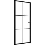 Sobna Notranja vrata ESG steklo in aluminij 93x201,5 cm črna, (20766414) | Shoptok.si