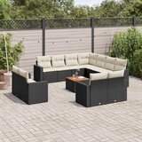  12-dijelni set vrtnih sofa od poliratana s jastucima crni | shoptok.hr