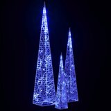  Set akrilnih ukrasnih LED stožaca plavi 30/45/60 cm | shoptok.hr