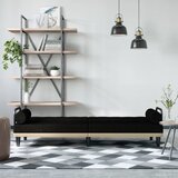  Kauč na razvlačenje s naslonima za ruke crni od tkanine | shoptok.hr