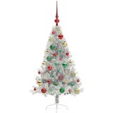  Umjetna preddekorirana božićna jelka srebrna 120 cm PET | Shoptok.si