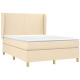  Krevet s oprugama i madracem krem 140 x 190 cm od tkanine | shoptok.hr