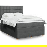 vidaXL Box spring postelja z vzmetnico temno siva 140x200 cm blago | Shoptok.si