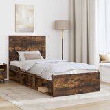  Krevetna konstrukcija s uzglavljem Dimljeni hrast 90 x 190 cm | shoptok.hr