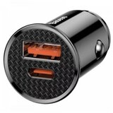 Baseus Autopunjač Usb A/Type C 30W crna