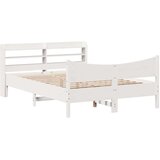 vidaXL Okvir kreveta s uzglavljem bijeli 160 x 200 cm masivna borovina | shoptok.hr