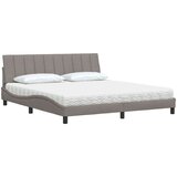  Postelja z vzmetnico taupe 180x200 cm blago | Shoptok.si