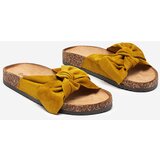 Resti Royalfashion Mustard women's eco-suede flip-flops with bow Maqelia | Shoptok.si