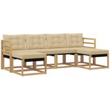 vidaXL Zunanja garnitura za sedenje z blazino 6 pcs Bela in bež, (5000282051) | Shoptok.si