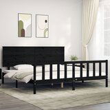 Maison Chic Posteljni okvir - Dvoposteljna postelja - Zakonska postelja z vzglavjem črn 200x200 cm trden les-J5871, (21767104) | Shoptok.si