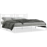 Metalni okvir za krevet s uzglavljem bijeli 193x203 cm | shoptok.hr