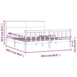  Za krevet s uzglavljem crni 200 x 200 cm od masivnog drva | shoptok.hr