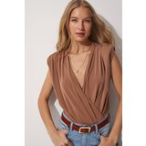  Blouse - Brown - Wrapover Cene