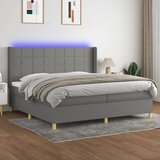  Krevet box spring s madracem LED tamnosivi 200x200 cm tkanina | shoptok.hr