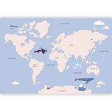  Foto tapeta - Pastel Planet - Animals and Underwater Plants on a Map 245x175 Samoljepljiva | shoptok.hr