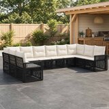  Sjedeća garnitura za vrt 10 kom. Crna i krem-bijela poliratan 65,5 x 62 x 70 cm | Shoptok.si