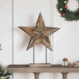 vidaXL Božićna zvijezda Smeđa 60 x 5 x 75 cm Čvrsto teak drvo | shoptok.hr