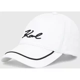 Karl Lagerfeld Bombažna bejzbolska kapa bela barva, 245W3408