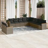 Maison Chic Seti vrtnega pohištva - Vrtna garnitura - Vrtni pohištvo set 11-delna z blazinami siv poli ratan, (21809789) | Shoptok.si