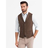 Ombre Fitted men's structured knit vest with lapels - brown | Shoptok.si