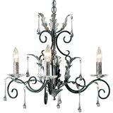 Elstead Lighting Elstead Amarilli Lestenec s 3 lučmi, črn, srebrn cvetlični dizajn z listi, E14, (22094583) | Shoptok.si