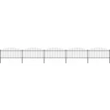 vidaXL Vrtna ograja s koničastimi vrhovi jeklo (0,5-0,75)x8,5 m črna
