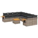 Maison Chic Seti vrtnega pohištva - Vrtna garnitura - Vrtni pohištvo set 9-delna z blazinami siv poli ratan, (21804060) | Shoptok.si