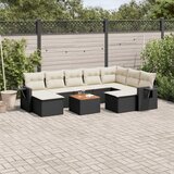  10-dijelni set vrtnih sofa s jastucima crni od poliratana | shoptok.hr