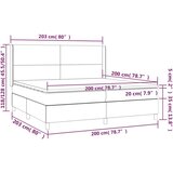  Box spring postelja z vzmetnico LED svetlo siva 200x200cm žamet, (20761216) | Shoptok.si