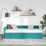 vidaXL Kotna postelja Turkizna 90 x 190 cm Samet in sodobno leseno | Shoptok.si
