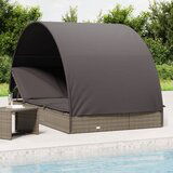 The Living Store Vrtni ležalnik za 2 osebi s streho siv 211x112x140cm poli ratan - Vrtna Postelja, (21479939) | Shoptok.si