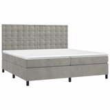  Krevet box spring s madracem LED svjetlosivi 200x200 cm baršun | shoptok.hr