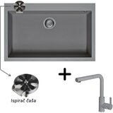  Sudoper Elleci Quadra 130 + slavina C02 Cemento + ispirač čaša | shoptok.hr