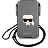Karl Lagerfeld Torbica za pametni telefon 6,1 palca s saffiano vrvico Model Karl Head, Siva, (21736916) Cene