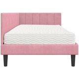 vidaXL Kotna postelja z vzmetnico z vzglavjem Roza 100 x 200 cm Žamet | Shoptok.si