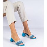 Gemre Blue elegant block heels with rhinestones Maritto | shoptok.hr