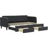  Dnevni krevet na razvlačenje s ladicama crni 80 x 200 cm baršun | shoptok.hr