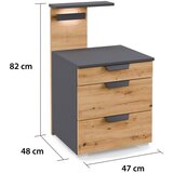 Premium Living Nočna Omarica Karpo, Siva, Barva Hrasta, Osvetlitev | Shoptok.si